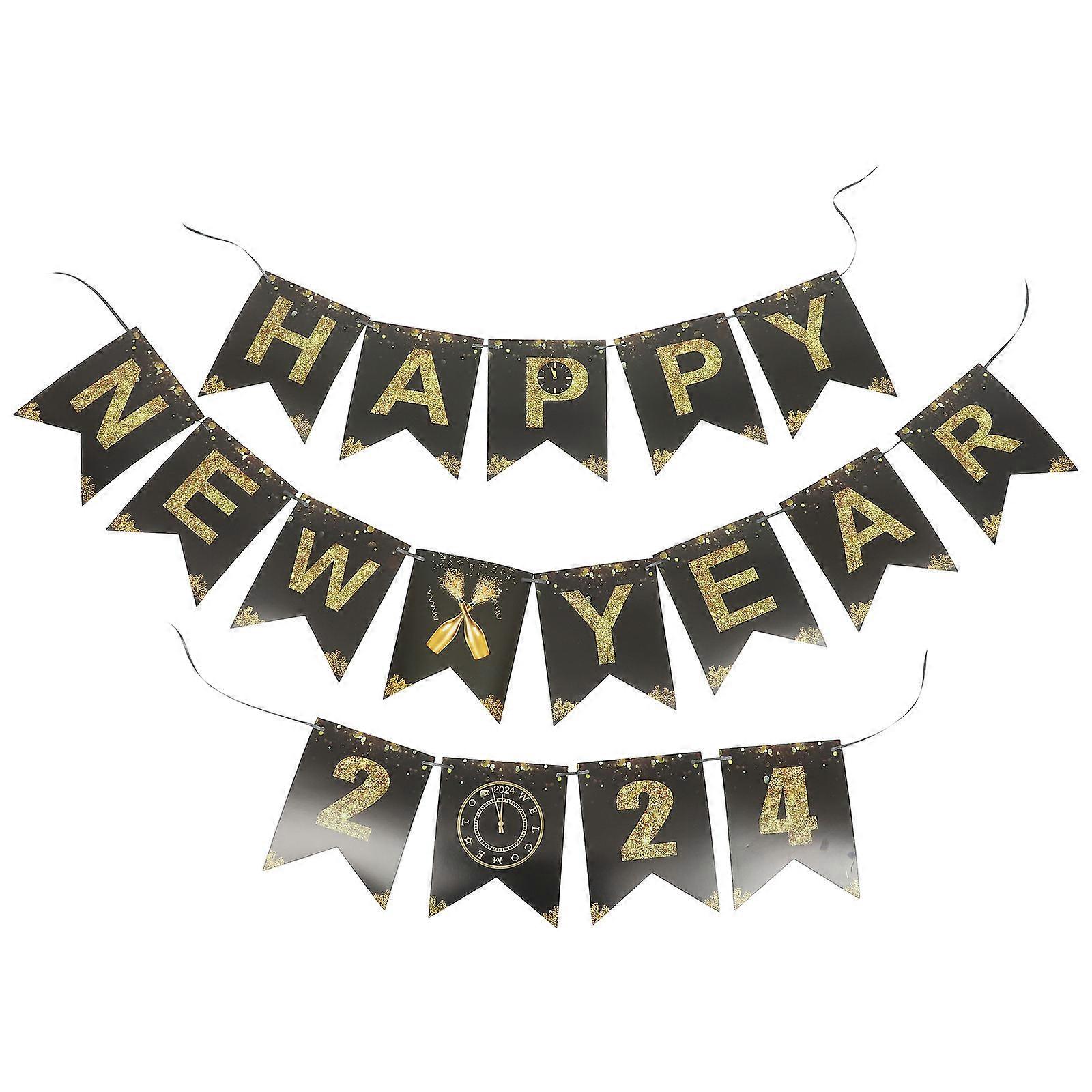 New Year Decorative Banner New Year Family Event Organizers Paper Card 1Set