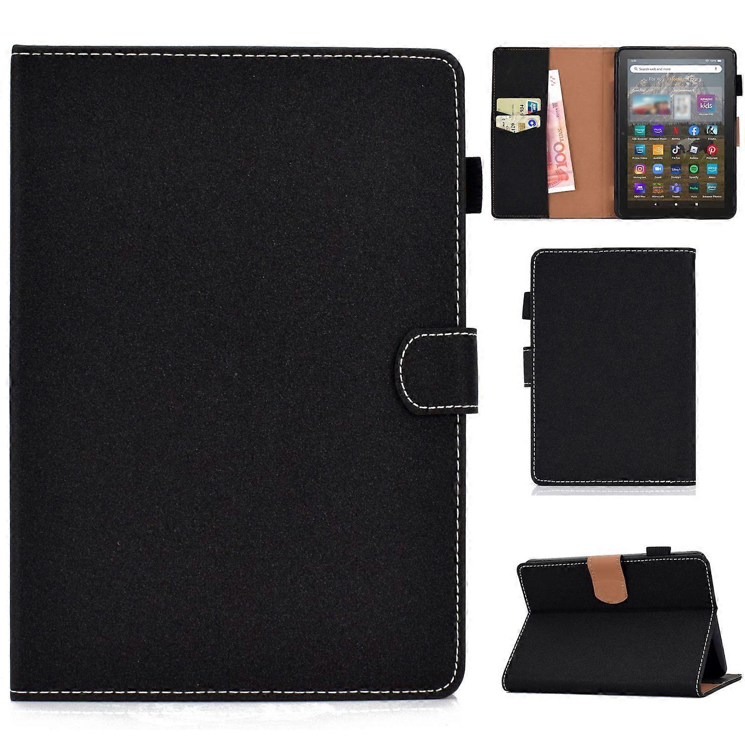 For Amazon Kindle Youth Edition 2022 PU Leather Stitching Line Tablet Case Card Slot Stand Folio Cov