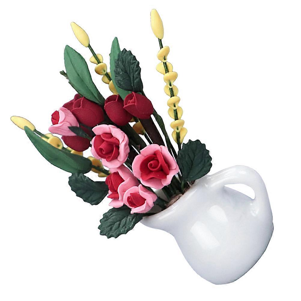 Tiny Miniature Fake Flower Pot For Dollhouse Miniature Potted Plants Home Decoration 1:12 Scale 1Pack