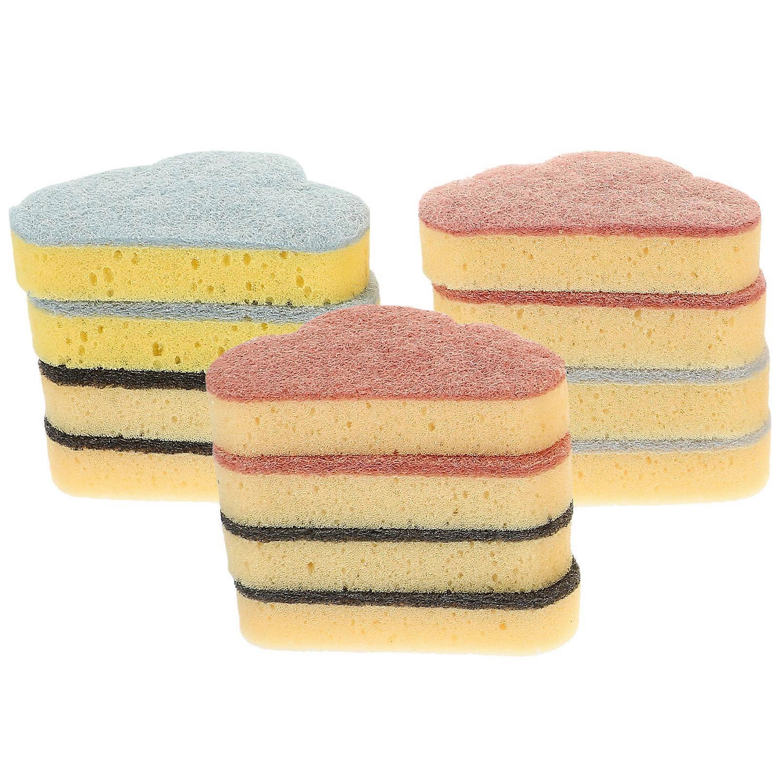 Multipurpose Dish Sponge Cloud Shaped Cleaning Sponge Home Practical Kitchen For Countertops Pots And Pans Red Lightweight 12Pcs