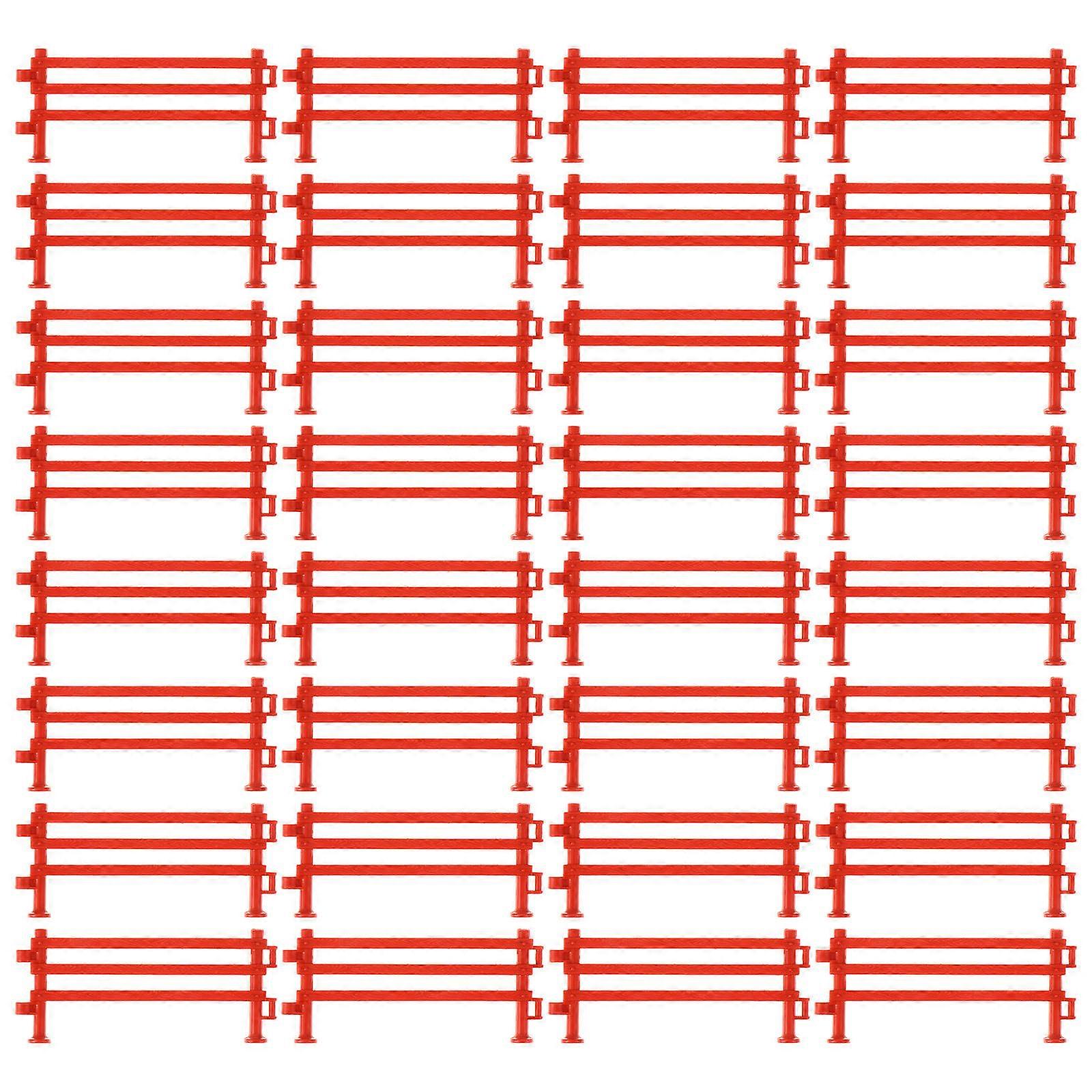 Red Plastic Fence Toy for Sand Table Decoration Create Miniature Farm or Zoo Safe Durable 50 Pieces