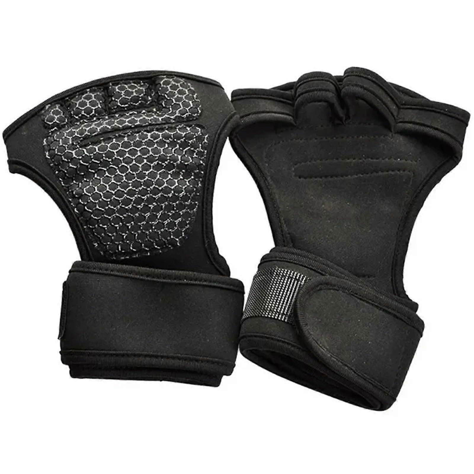 Gym Gloves 1 Pair Weightlifting Training Gloves For Men And Women Palm Protector Etcgym Black XL