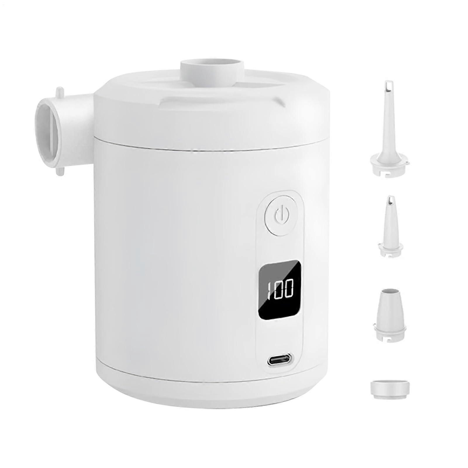 Portable Air Pump Electric Compressor Rechargeable 5200mAh Battery 4000Pa Fast Pump For Pool Floats And Inflatables White