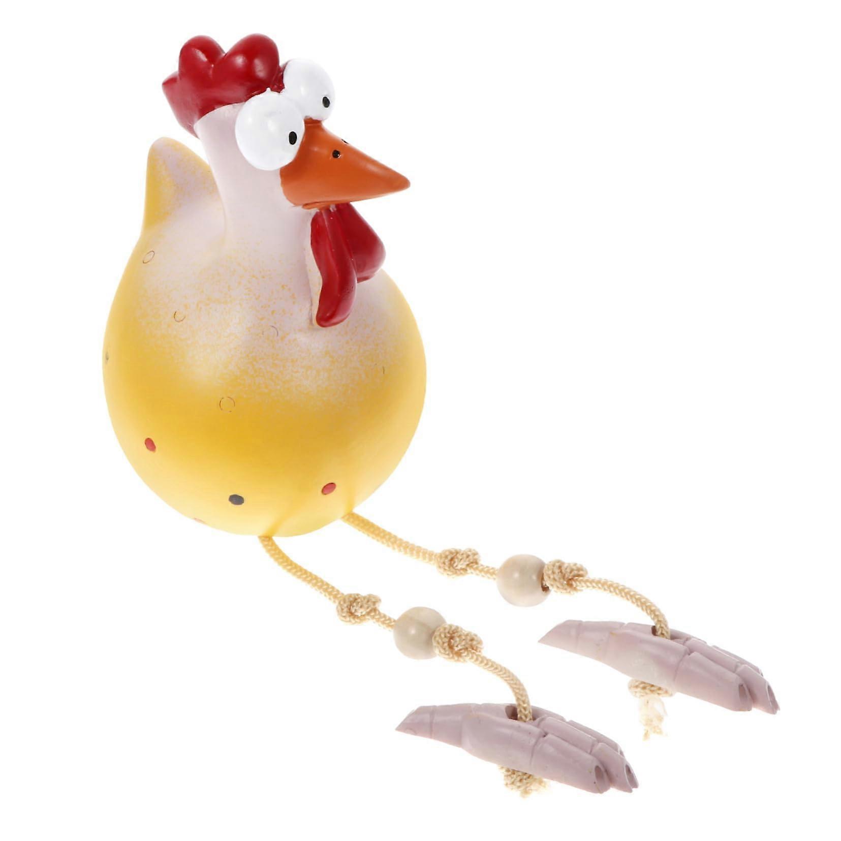 Creative Chicken Figurine - Yellow Resin Decorative Statue for Indoor Desk and Home Decoration, Unique Accessory