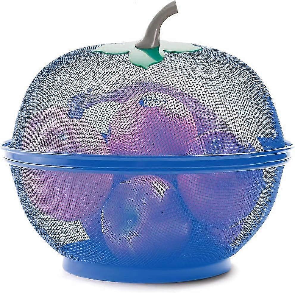 סלסלת קערת פירות רשת בצורת תפוח עם מכסה לאחסון ירקות על השולחן, הרחקת חיות מחמד וחרקים במטבח - סל ניקוז (Bl