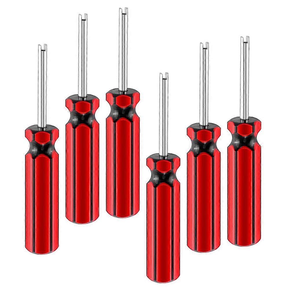 Tire Stem Install Tool Valve Core Replacement Square Shape Red Color 45 Steel 6Pcs