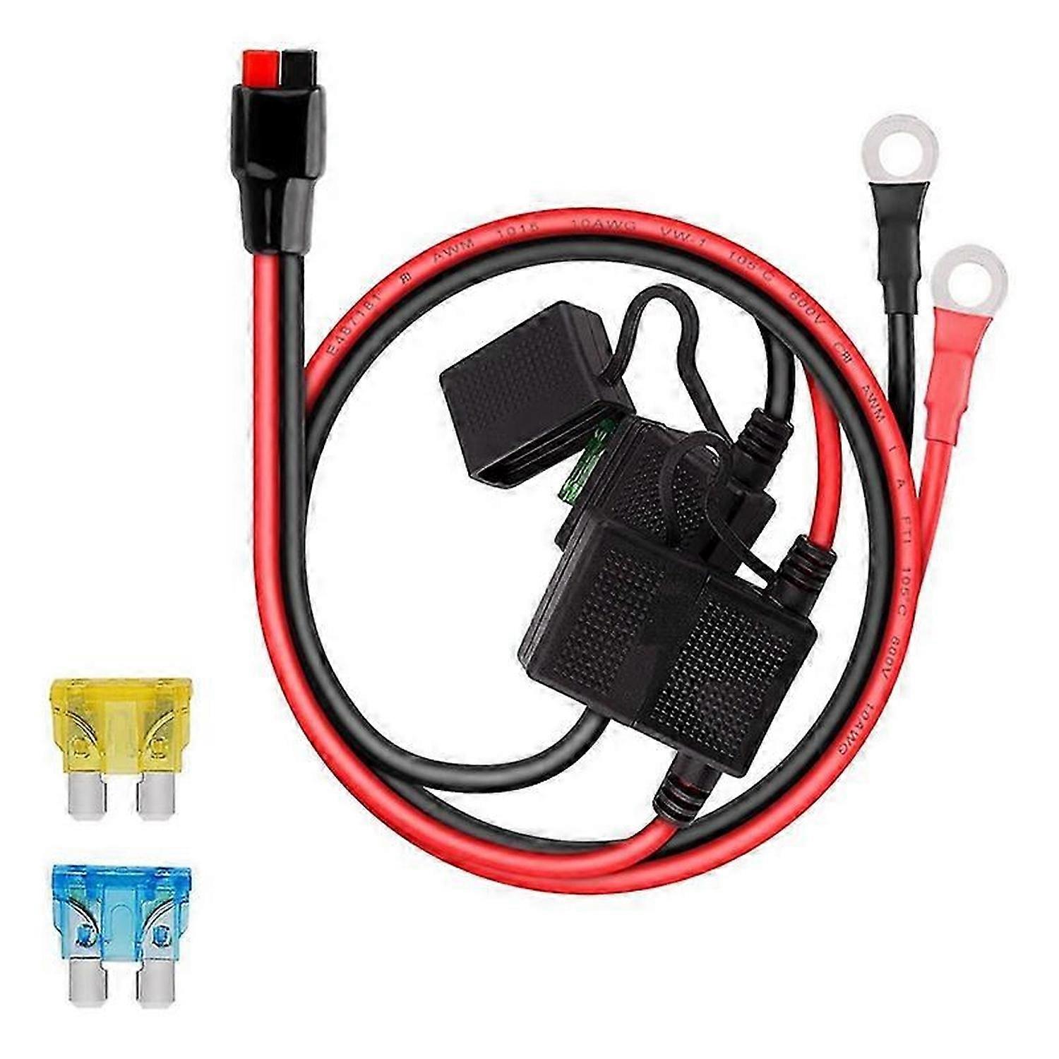 Dual Positive Negative ATC Style Fuse Holder 10AWG Wire With Ring Terminals and 45A Connectors for A