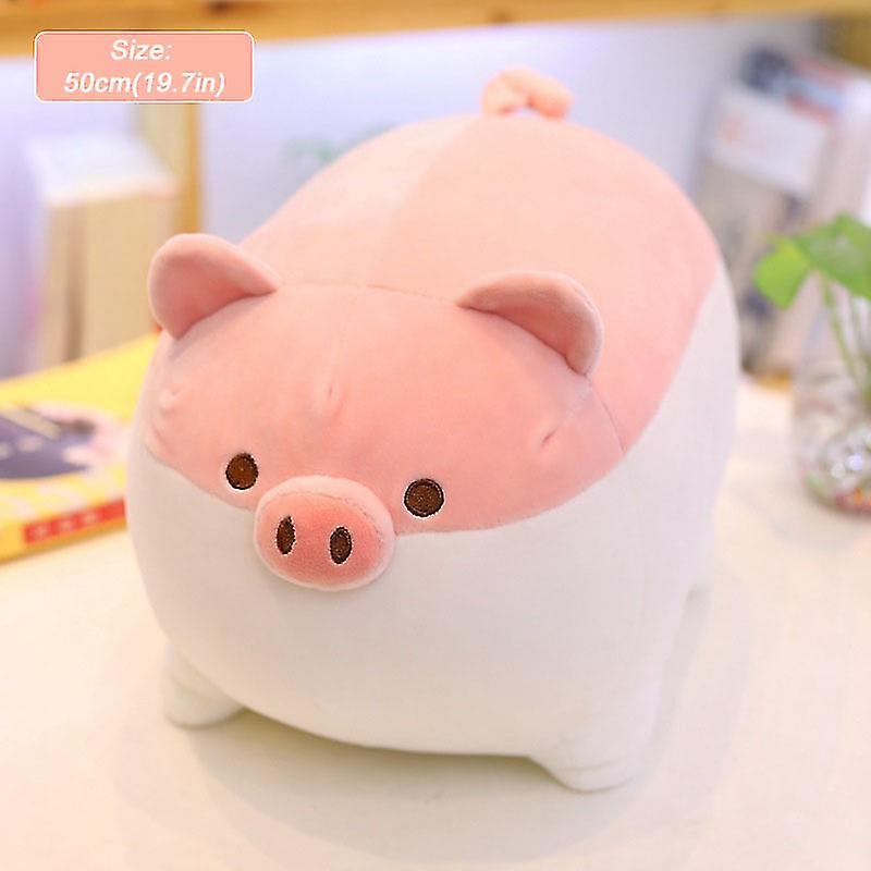Cylindrical Pig Figure Pillow Stuffed Cartoon Animal Plush Doll Super Soft Bedside Couch Cushion For Kids Adults Pink 50cm New