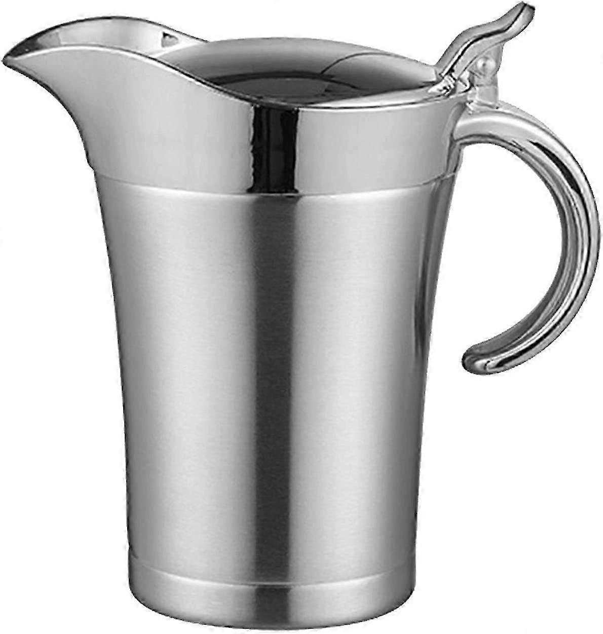Sovsekand i rustfrit stål, dobbeltisoleret sovsekanderkande Gryder Termisk sovsebåd med låg til servering af sovsecreme, saucemælk (750 ml)