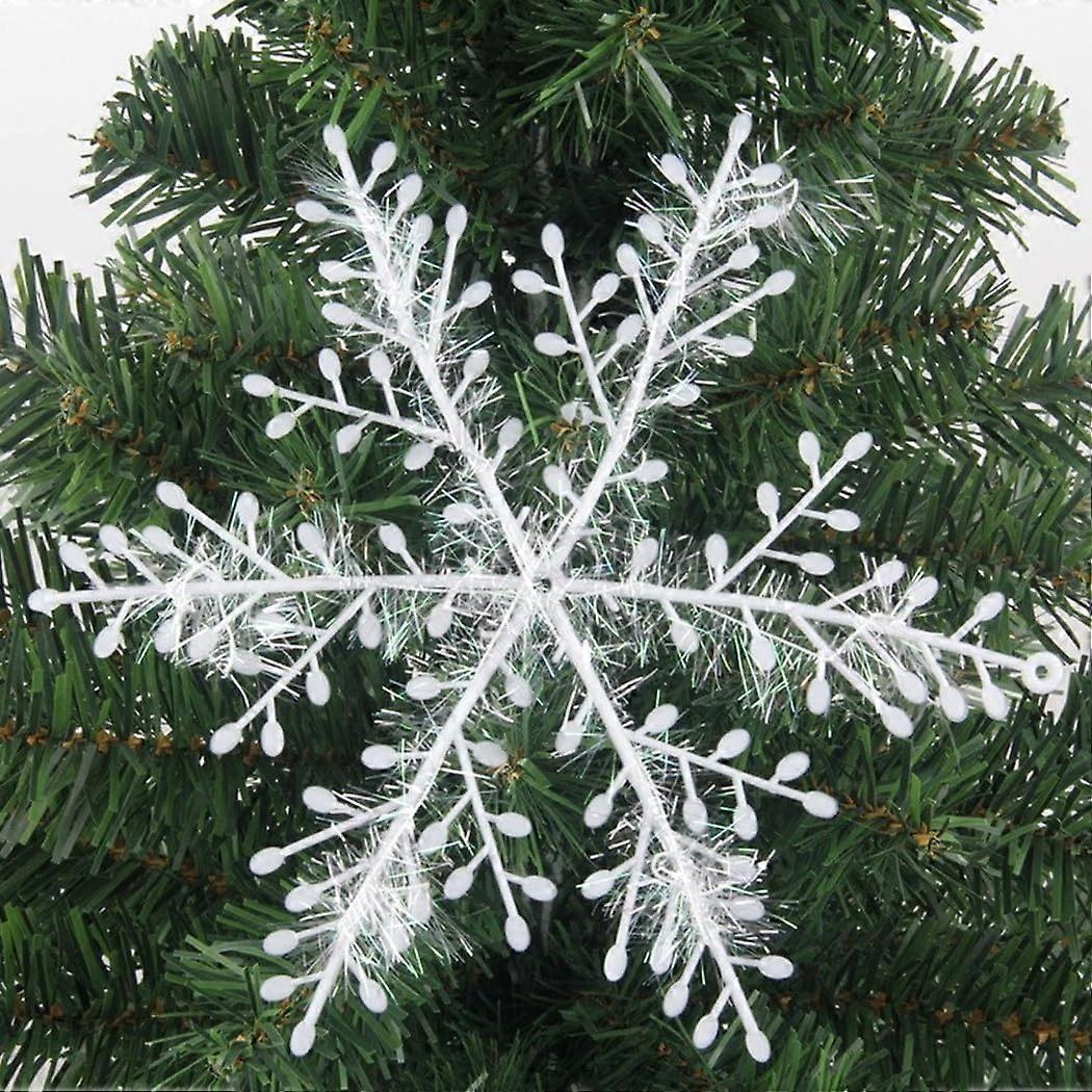 Create a set of 30 plastic snowflake ornaments for your Christmas tree (23 cm). Ref: 6404