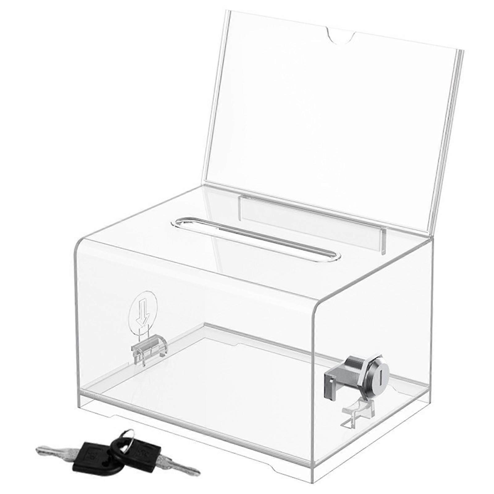 Lockable Donation Box – Transparent Money Box with Key and Lock, Acrylic Transparent Money Box Sealed for Votes, Sweepstakes, Competitions