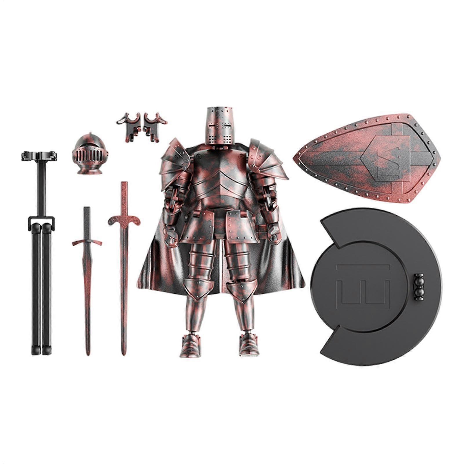 Action Figure Multilingual Action Figure Model Medieval Robot Model Flexible Statue Movable Figure with 360 Degree Rotating Head for Dining Table Red