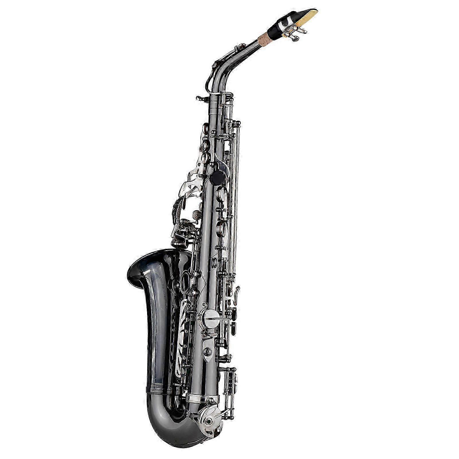 Brass Bend Eb E Flat Alto Saxophone Sax Black Nickel Plating Abalone Shell Keys With Carrying Case Gloves Cleaning Cloth Straps Grease Brush