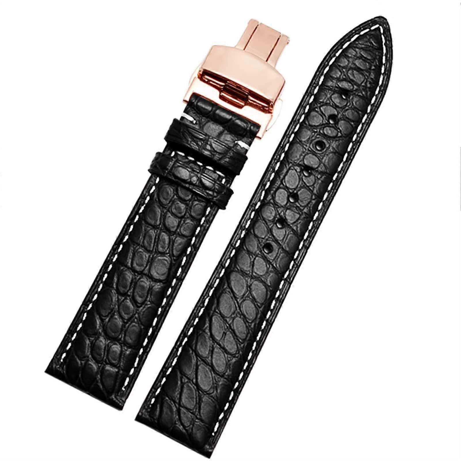 Crocodile Leather Watch Strap - 12-15 Mm Lug Widths, Compatible With All Brand Watches, Deployant Clasp, Agate