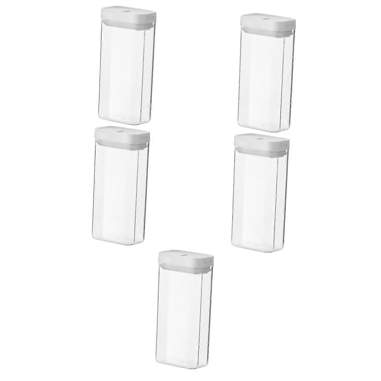 Storage Jars for Kitchen – Pack of 5 Large Pasta Containers, Airtight Pantry Canisters, Clear Plastic Storage Solution