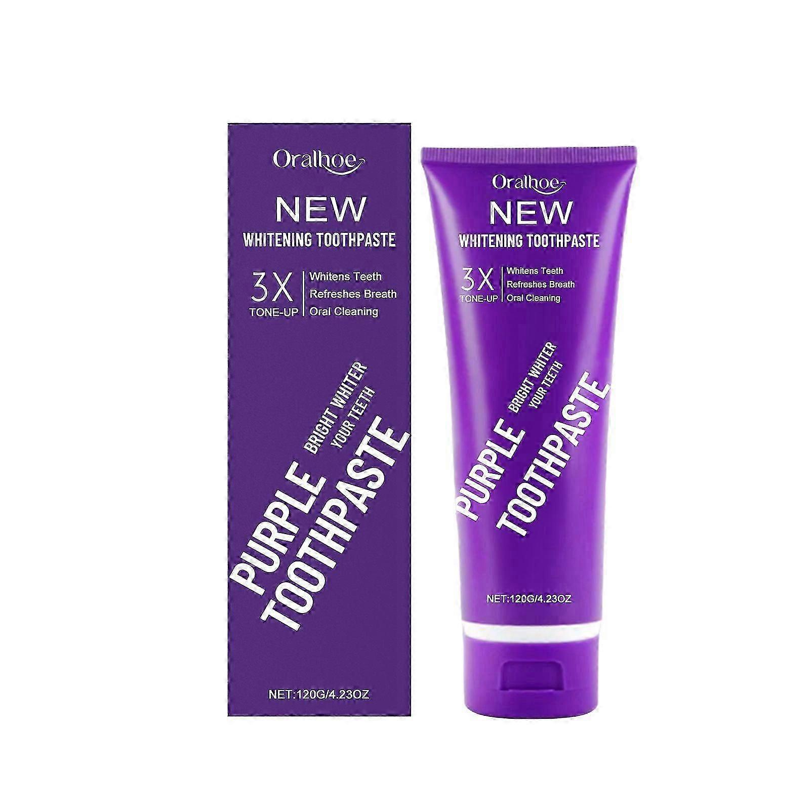 Purple Whitening Toothpaste - Deep Stain Remover Toothpaste for Coffee Lovers, Helps Remove Tea and Wine Stains, Fresh Breath, Oral Cleansing, Vanilla