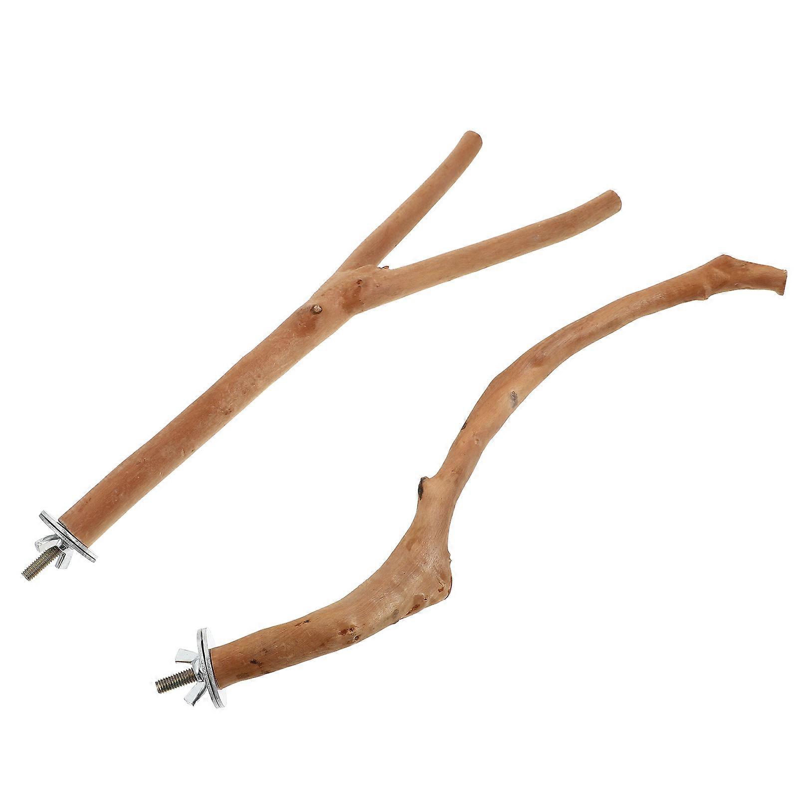 Light Brown Bird Stand for Parrot with Synthetic Material Perfect for Cage Use 2pcs