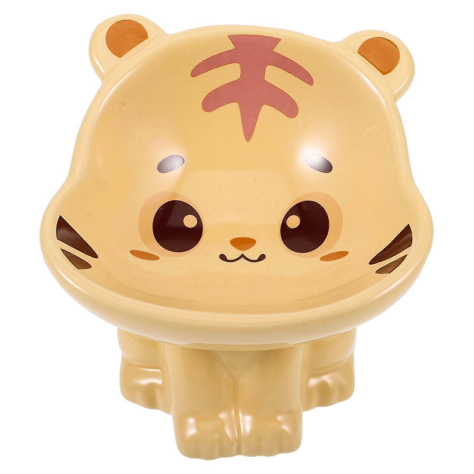 Kitten Feeding Bowls Cartoon Style Avoid Chin Hurt Feeding Time 1Set