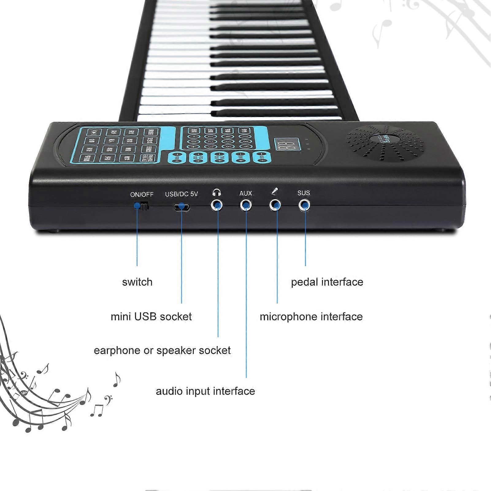 Roll Up Foldable Portable Piano Silicone Keyboard 88 Keys with MIDI Recording Editing Playback Sustain
