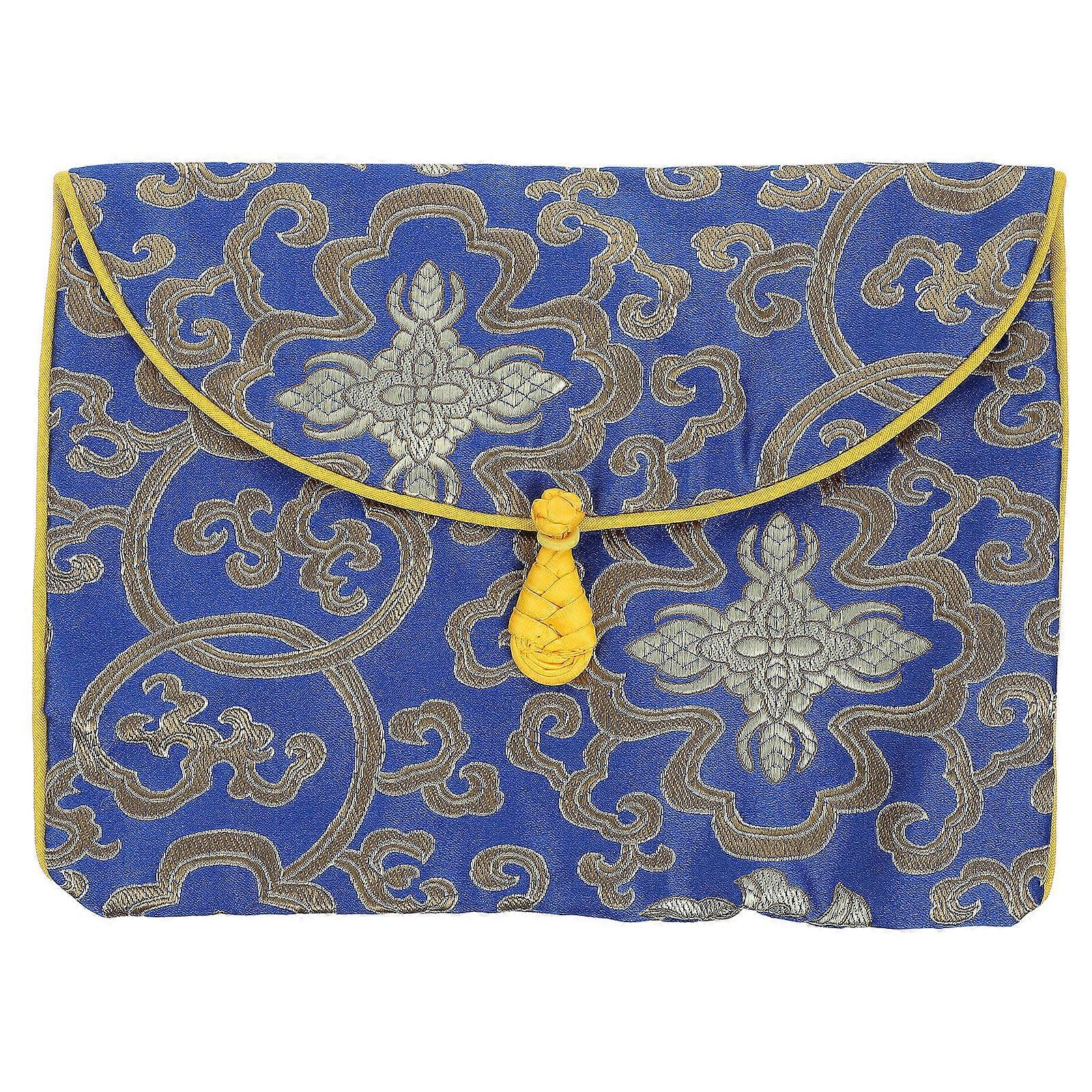 Brocade Embroidery Ethnic Style Storage Bag Zen Inspired Pouch for Buddhist Scriptures Durable Lightweight for Casual Formal Use