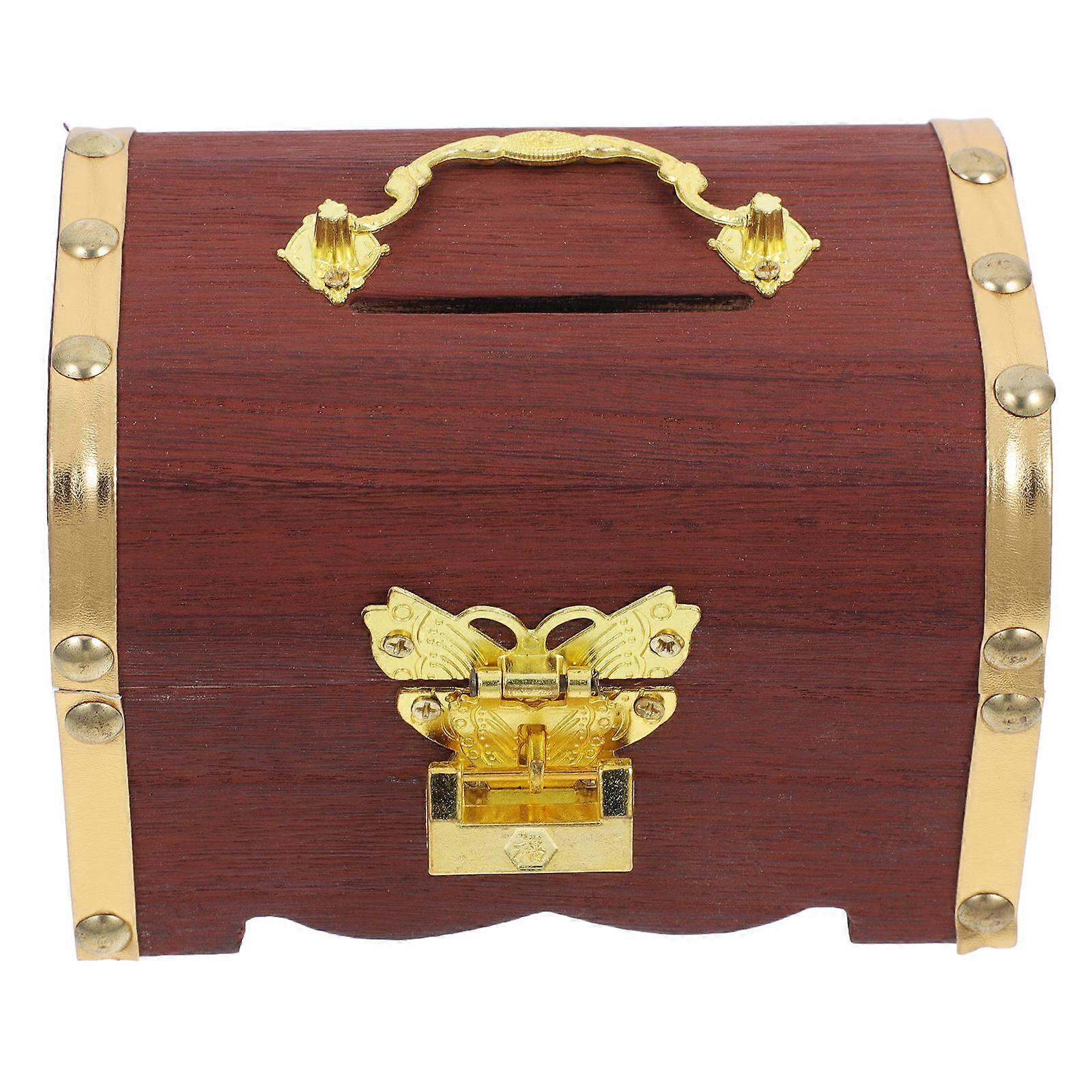 Vintage Storage Box Decorative Multi-Function Coin Bank Brown 14.5x10x9.5cm 1Set