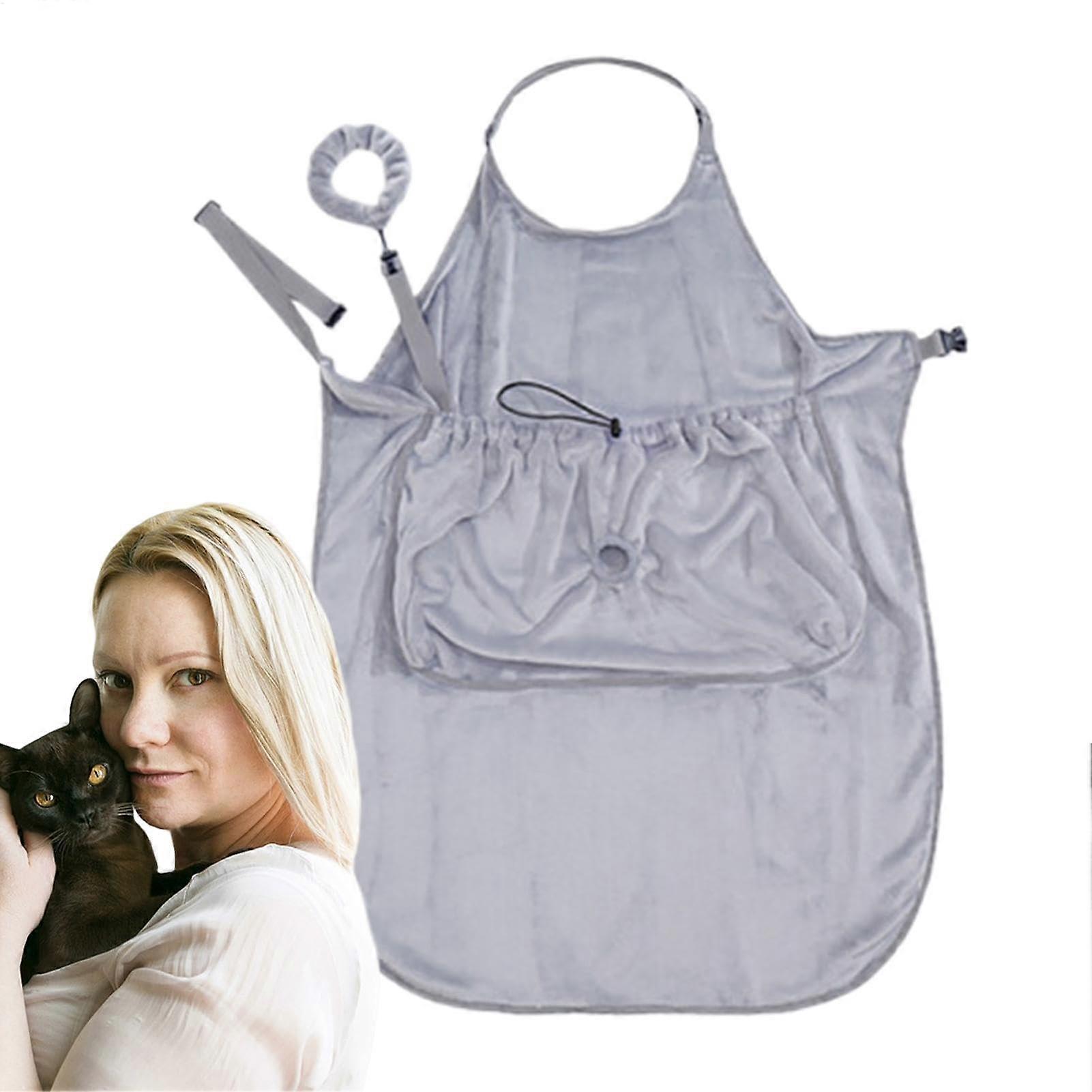 Cat Diaper Carrier Portable Kitten Carry Apron Washable Portable Pet Carrier Bag Soft Sides Warm Sleeping Bag for Small Cats and Dogs Winter grey