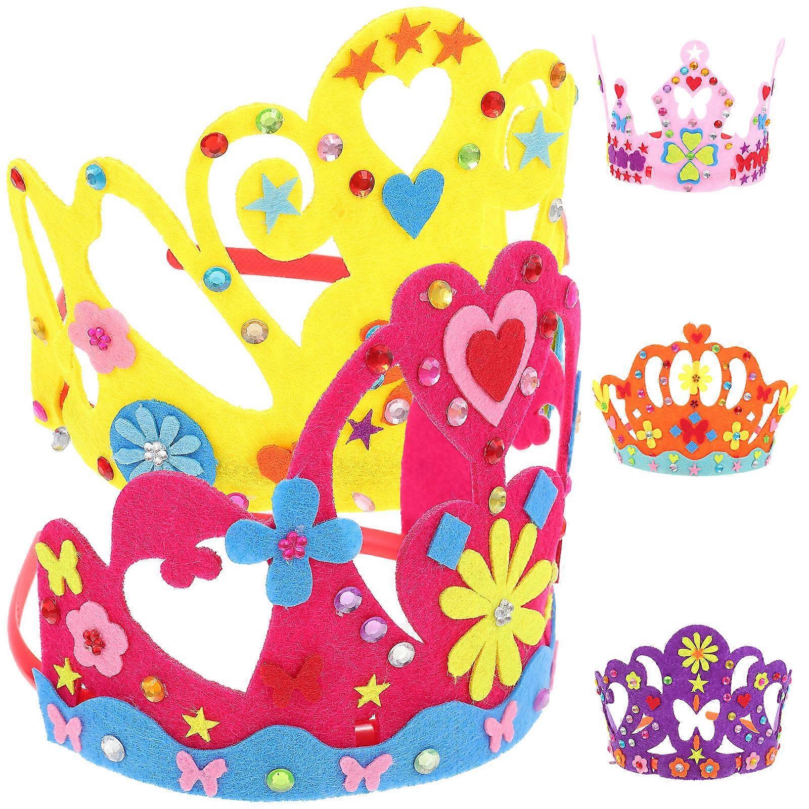 Diy Felt Birthday Crowns For Boys Comfortable, Brightly Colored Party Hats For Celebrations, Photo Props And Favors
