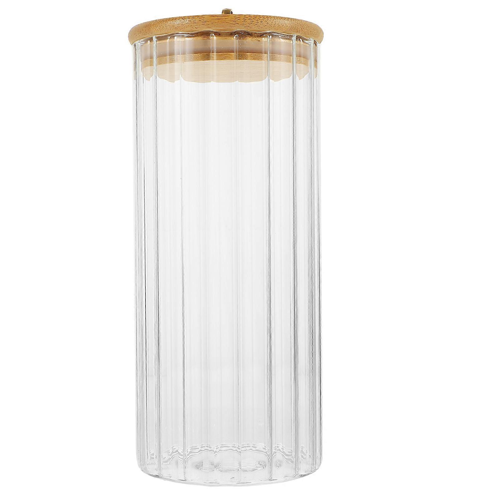 Clear Glass Holder Airtight Tea Storage Jar with Lid for Home Users Simple 21.5X9X9CM 1Set