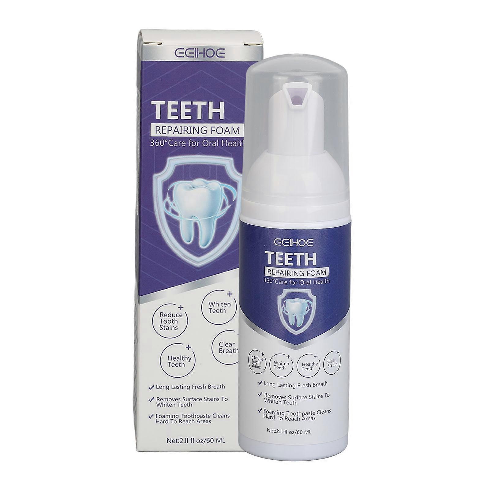 2pcs 60ml Teeth Whitening Toothpaste Remove Stains Deep Cleansing Brightening Purple Toothpaste