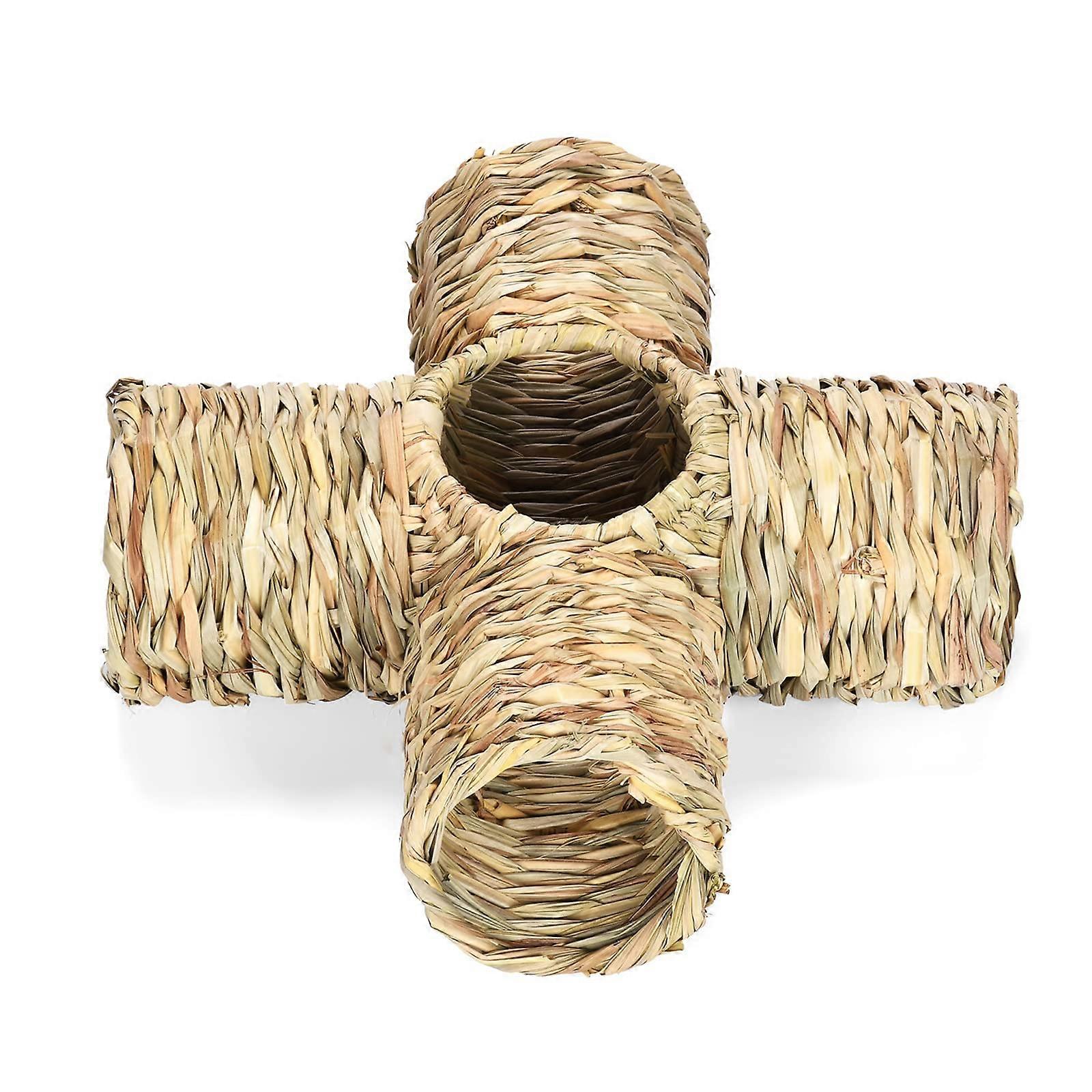 Rabbit Grass House Chew Toy Natural Straw Woven Tunnel Tube Nest Hamster Chinchilla Small Animals Grass House Grass Tunnel Edible Handmade