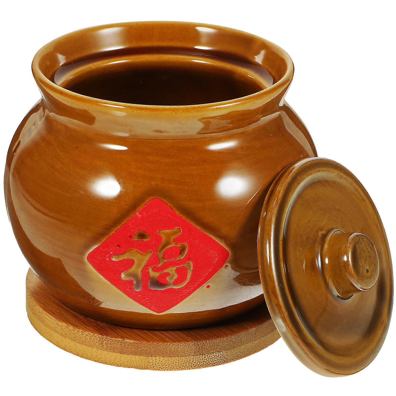 Retro Ceramic Stew Pot Set Practical Bowl for Home Use Assorted Color Easy to Clean 1 Set