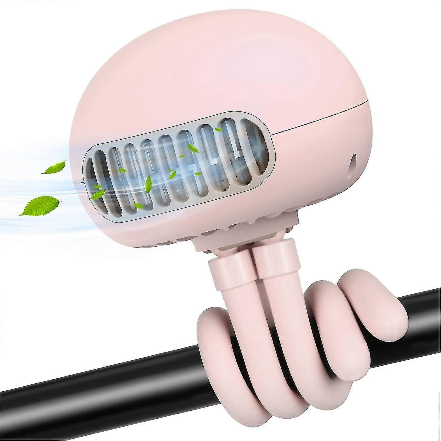 Stroller Fan Portable Bladeless Mini Handheld with FlexibleRechargeable Battery Operated(Pink)