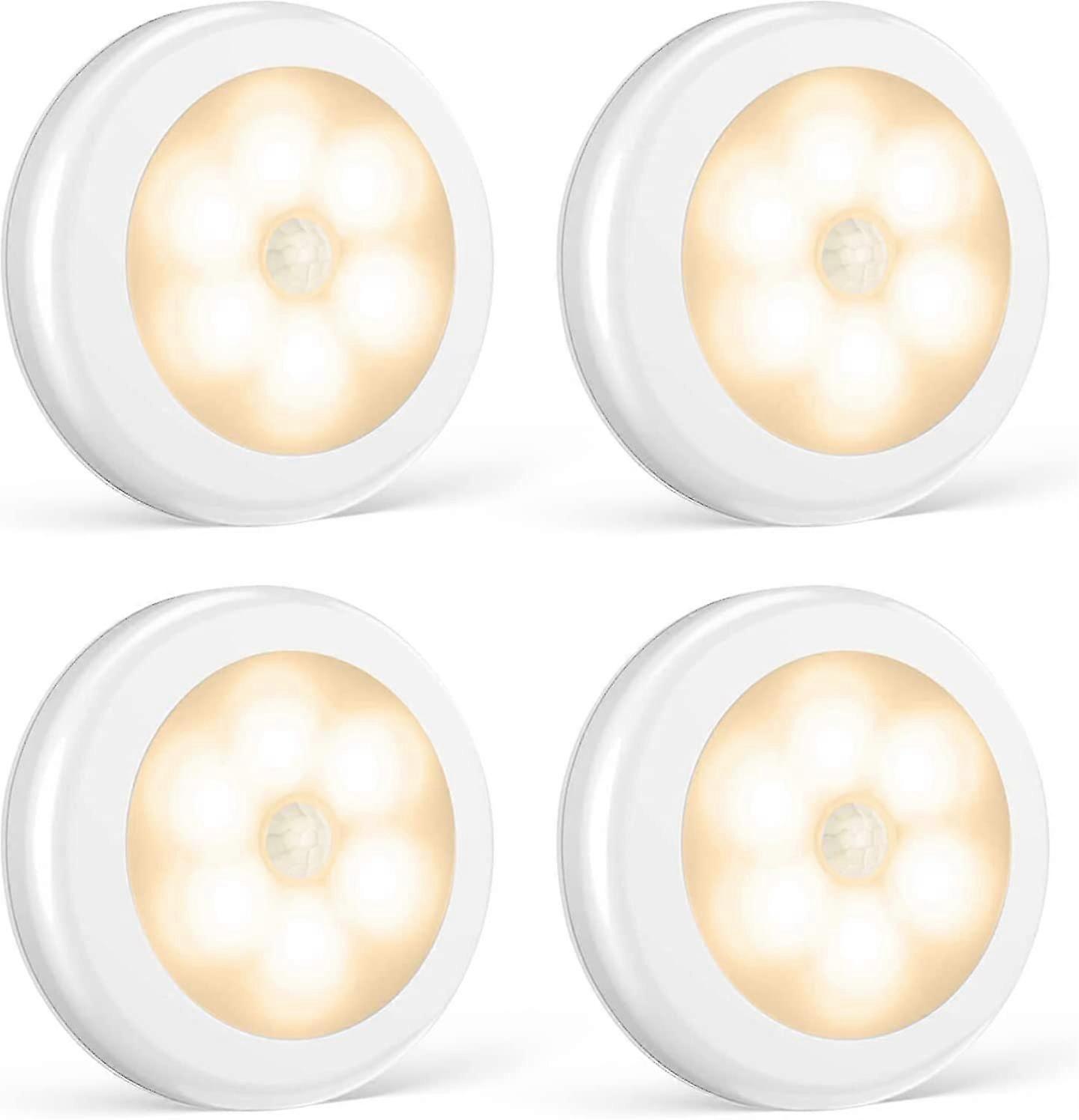 4-pack Led Sticky Light, Led Motion Sensor Light With Magnetic Base (battery Powered) (auto Battery