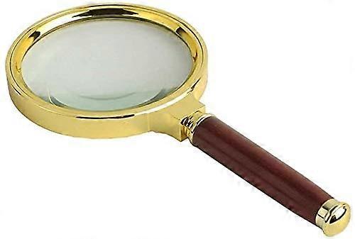 Handheld Magnifier 10X with Imitation Wood Handle for Jewelry Identification and Reading for Students and Visually Impaired
