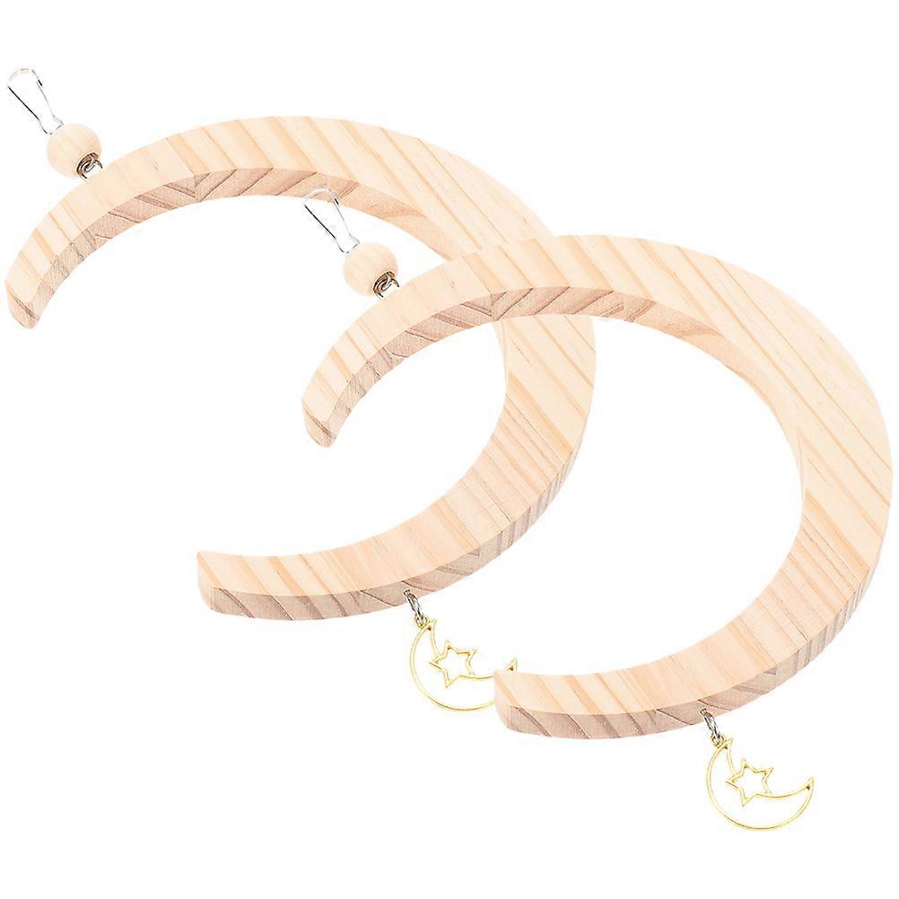 Khaki Bird Swing for Parrots Made of Wood Creates Joyful Atmosphere 2Pcs