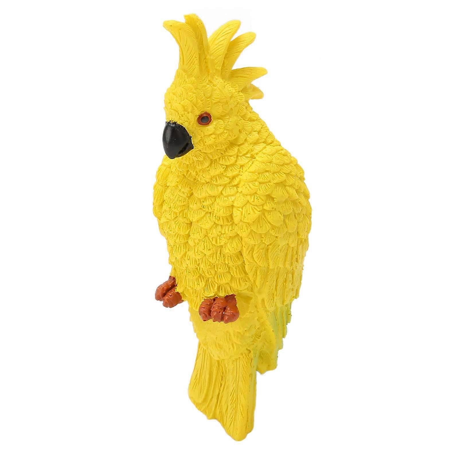 Parrot Figures Aquarium Ornament Resin Handmade Colorful Aquarium Decoration 3D Simulation Yellow
