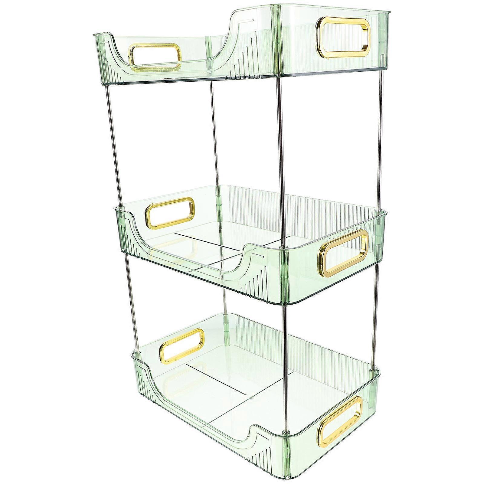 Countertop Storage Cosmetics Storage Holder Bathroom Counter Shelf Rectangular Simple Structure Stainless Steel 1Set