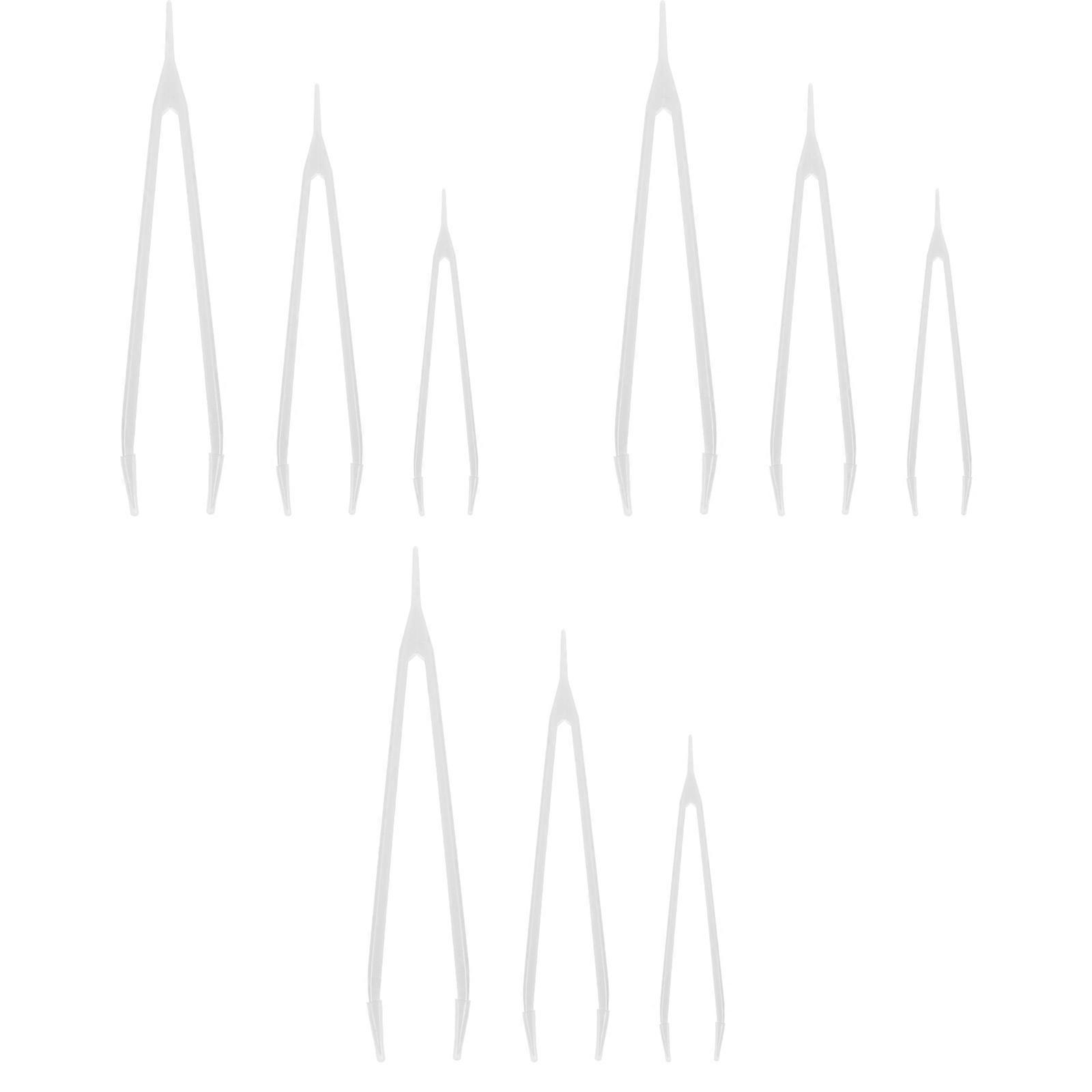 9PCS Practical Long Size Lens Tweezers for Wearing Contacts with Clip Tool