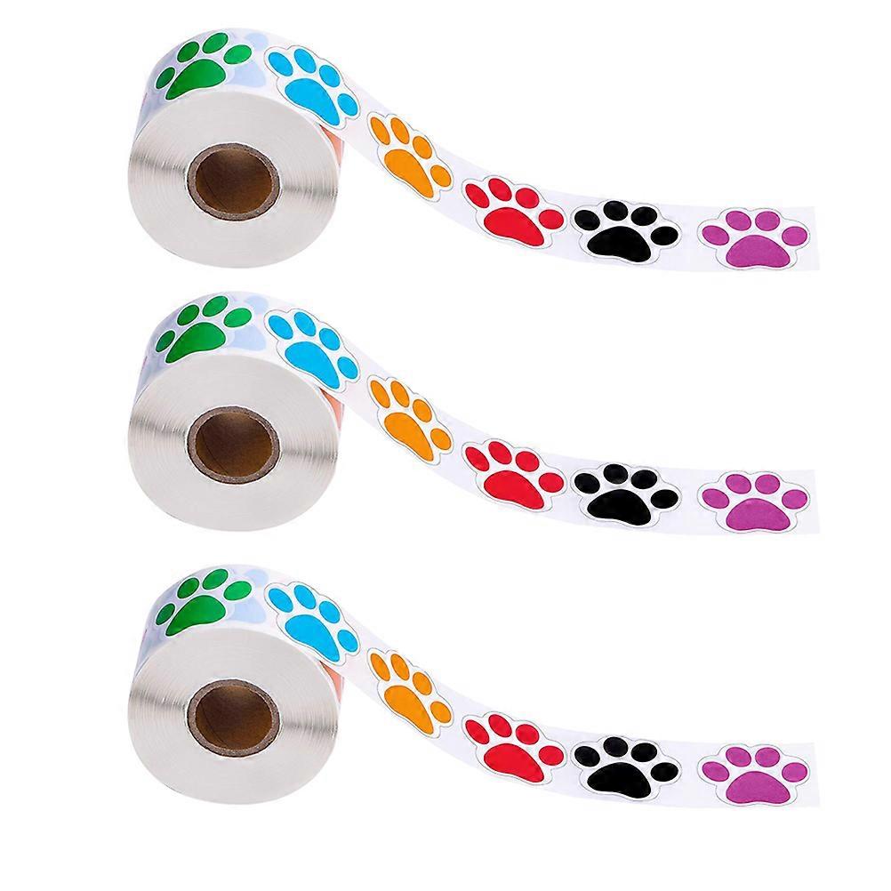 3 Rolls Adorable Animal Paw Print Sealing Stickers Self Adhesive Decals for Crafting, School Projects, and Gift Wrapping – Easy to Use Decorative