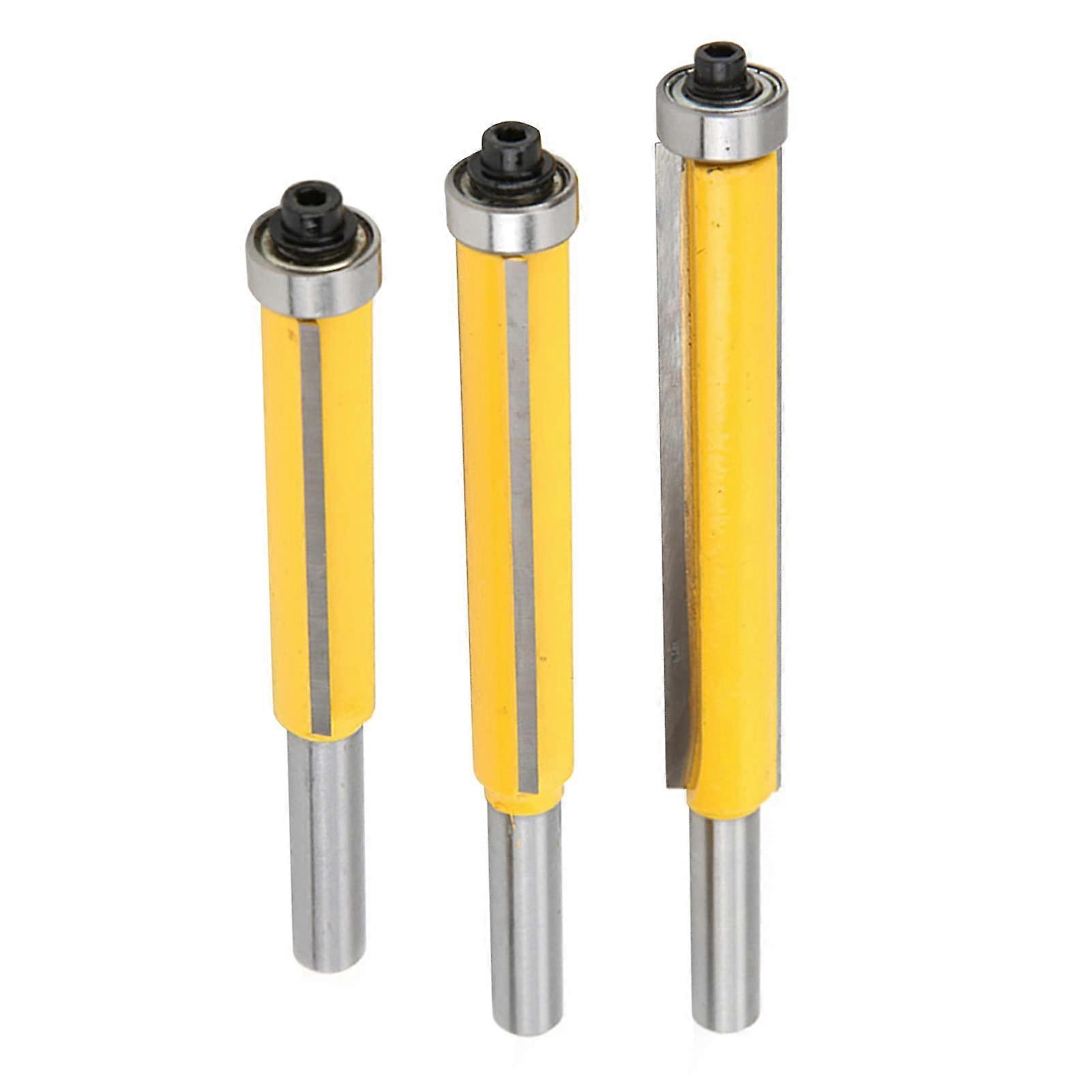 3 x 8 mm Router Bit Flush Cutter with Bearing for Woodworking, Wood Milling, DIY Shelf Trimming Tools