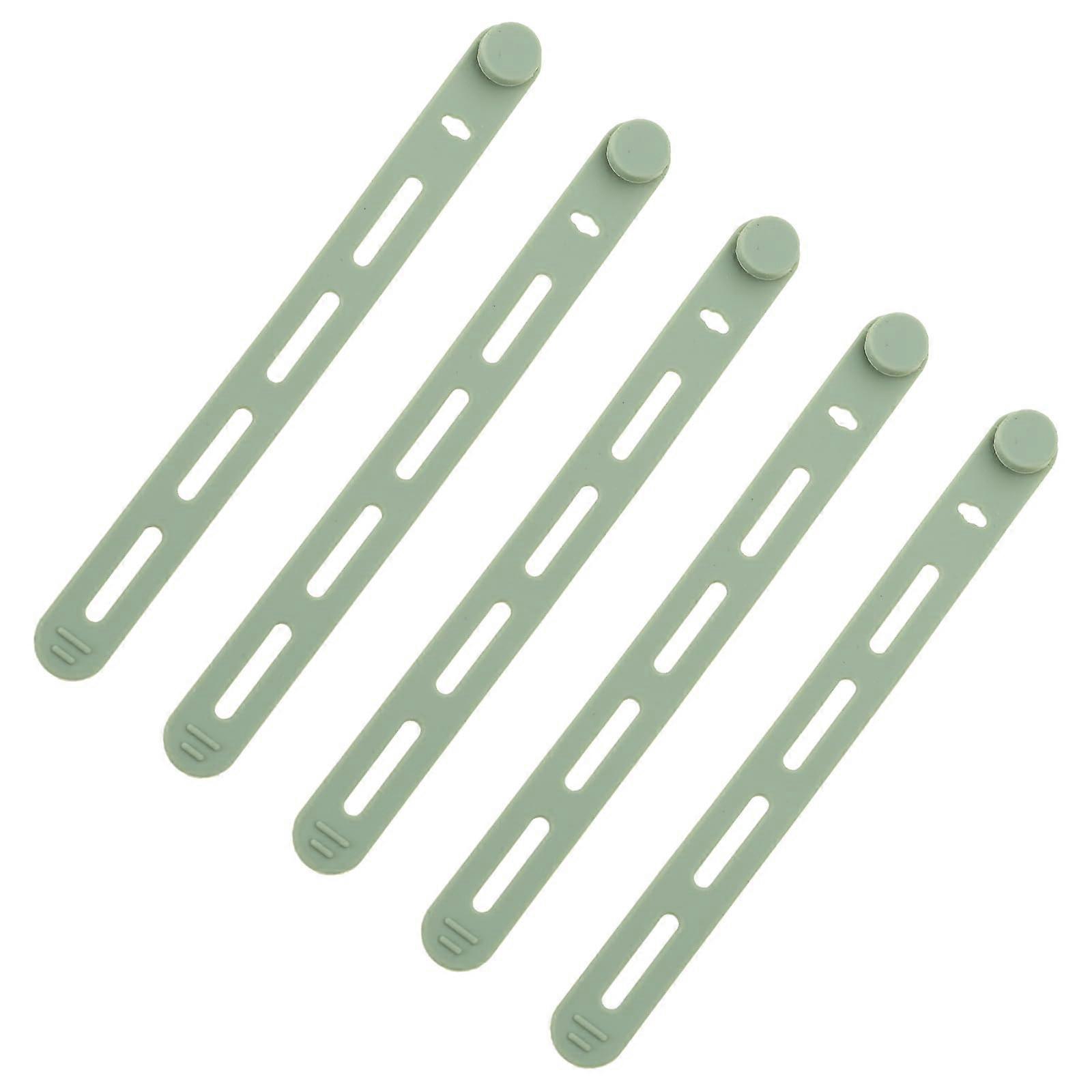 Silicone Cable Ties, Adjustable Reusable Wire Organizers, 5 Pack Green, Ideal for Charging Cables and Cord Management