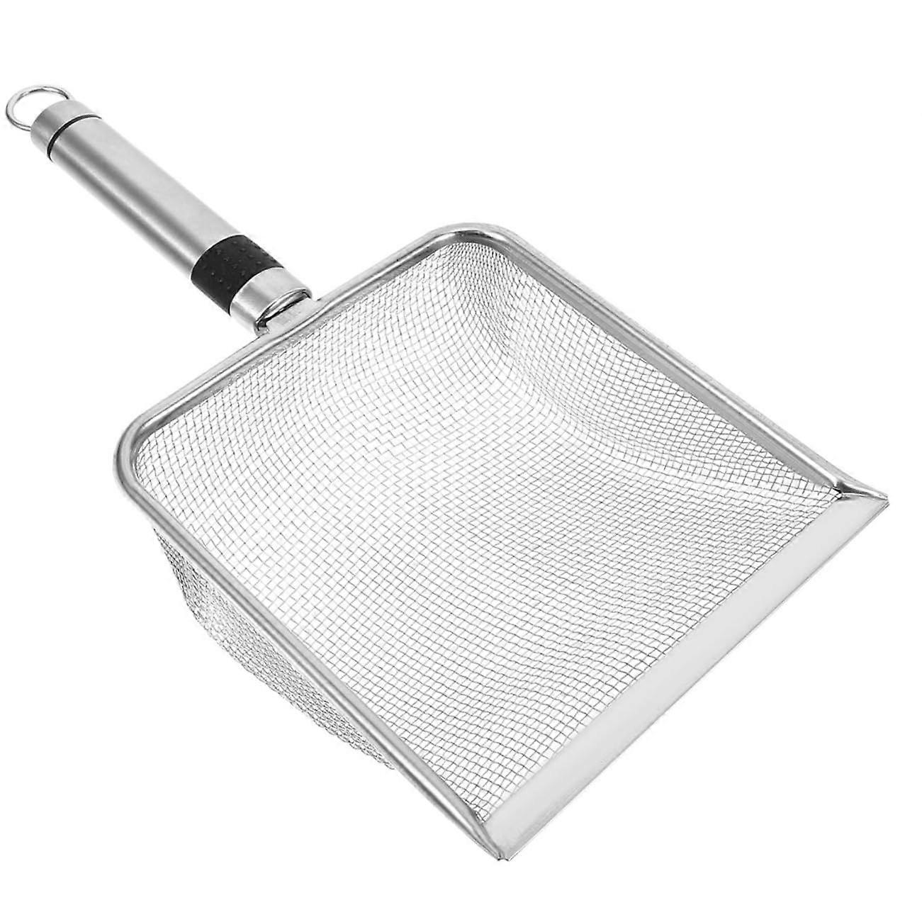 Cat litter scoop with fine tool for easy removal of cat feces from the litter box, durable and easy to clean for cats and kittens.