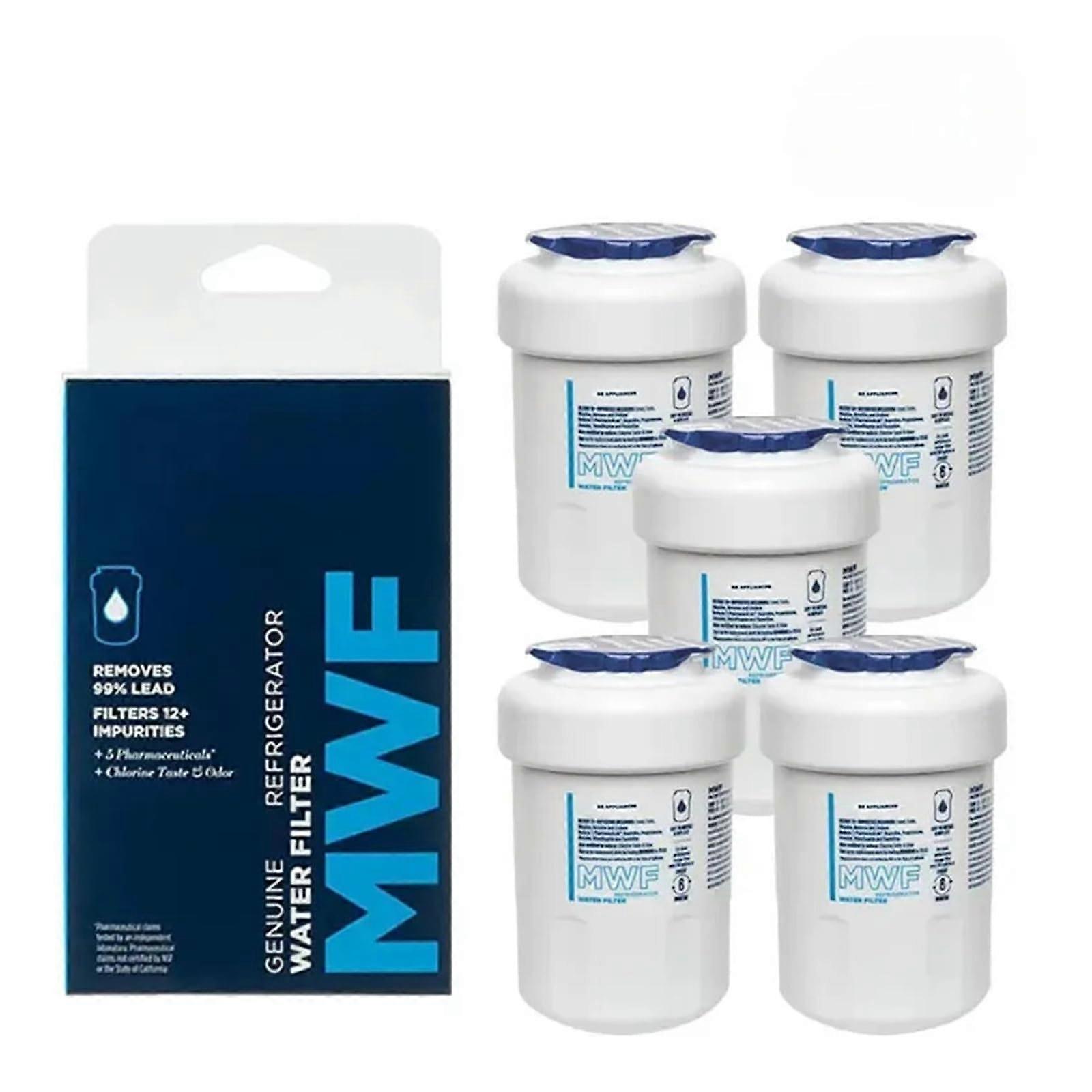 MWF Refrigerator Water Filter Replacement, Compatible With GE, MWFP MWFA MWFAP MWFINT GWF06 GWFA HWF HWFA FMG1 FMG DSS25KGREBB GCU23LGYDFSS (5pcs)
