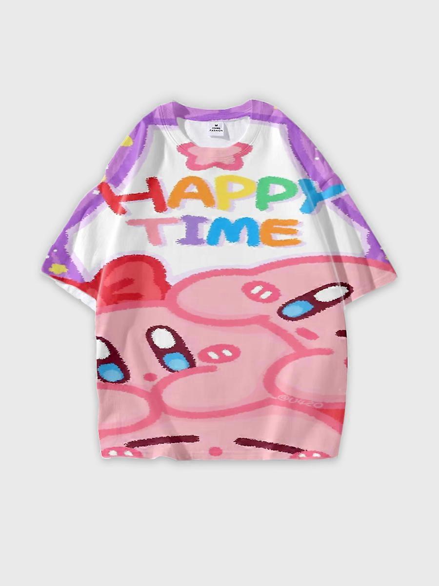 T-shirt round neck Cartoon Pattern loose short sleeve D2192