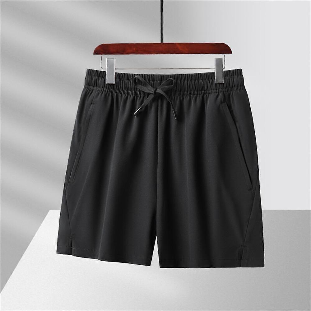 Men's Summer Beach Hawaiian Shorts Casual Solid Color Ice Silk Loose Quick Dry Sports Shorts