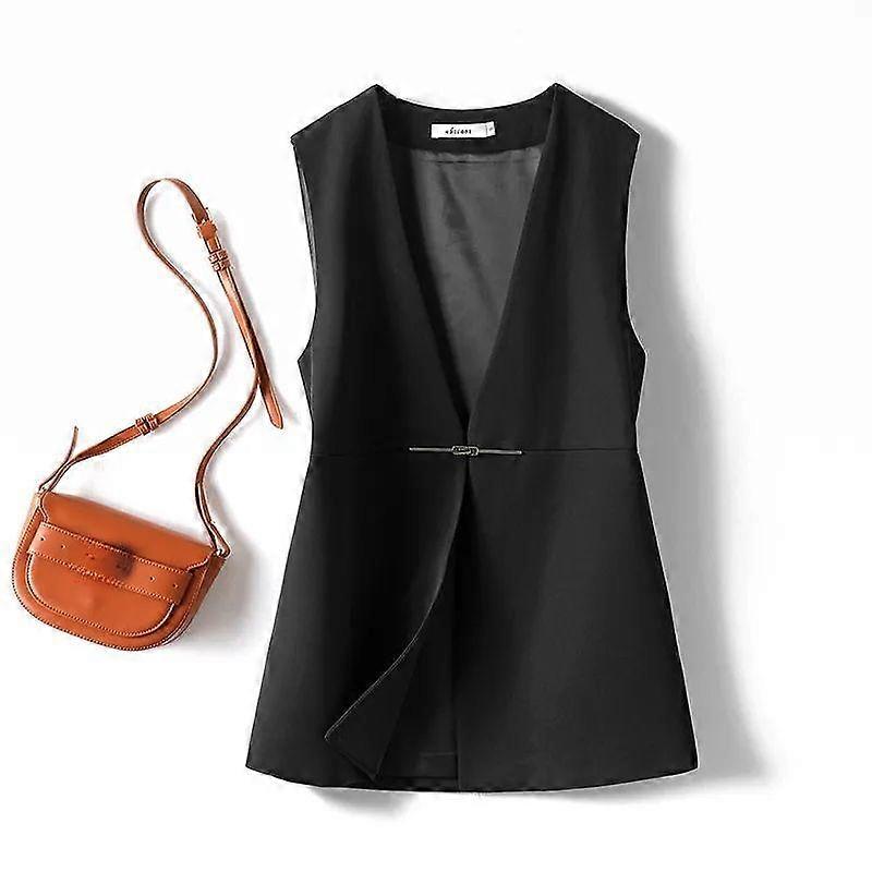 Korean Style Women's Spring/Autumn Vest Jacket, Simple and Elegant Sleeveless Outerwear