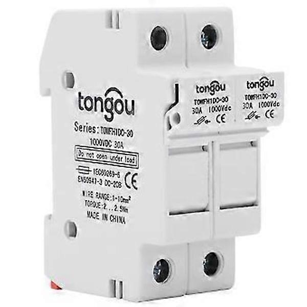 Fuse Holder Base 2-Pole DIN Rail Mounting Power Distribution Control Equipment TOWFH1DC 1000VDC 2P30A