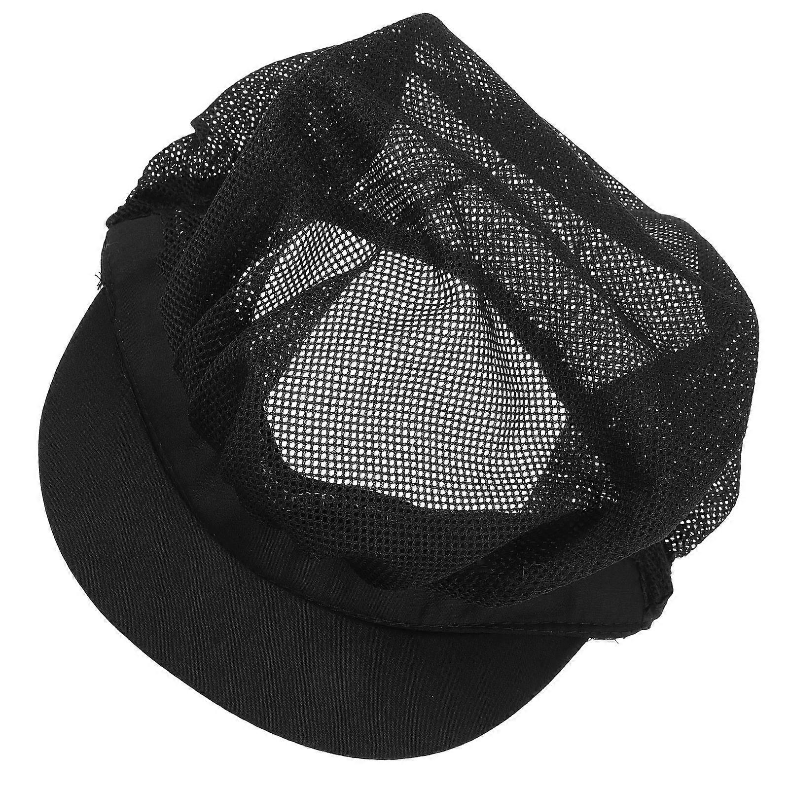 Breathable Chef Hat Adjustable Elastic Mesh Work Cap For Kitchen Working Black 21.00X19.00X19.00CM 1Pcs