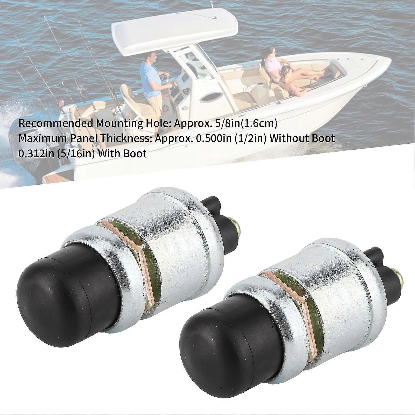 2Pcs Horn Engine Start Switch SPST Push Button Starter Waterproof 50A 12V for Car Boat