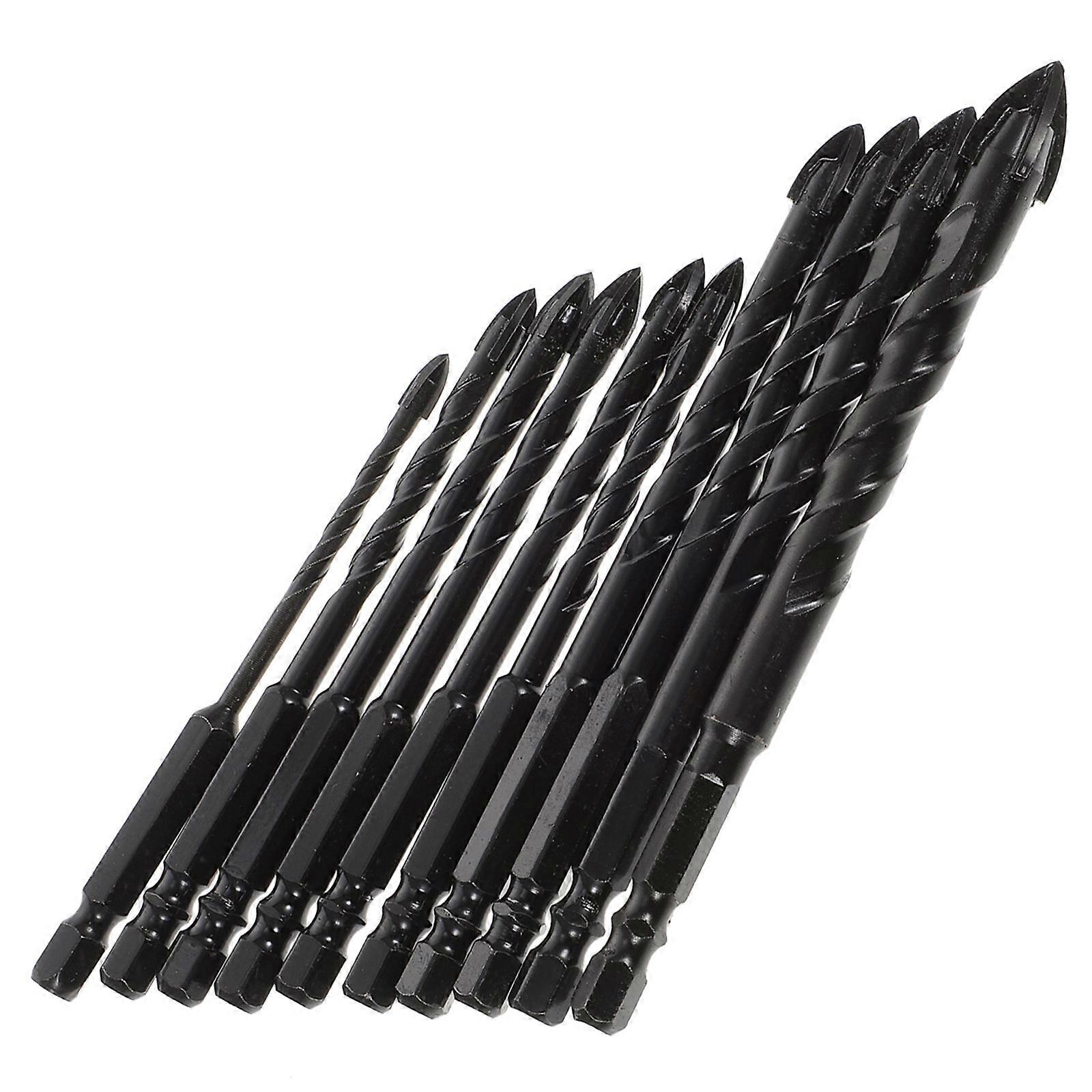 Black Steel Drill Bits for Drilling Use 10pcs Sturdy Wear Resistant Precise Positioning